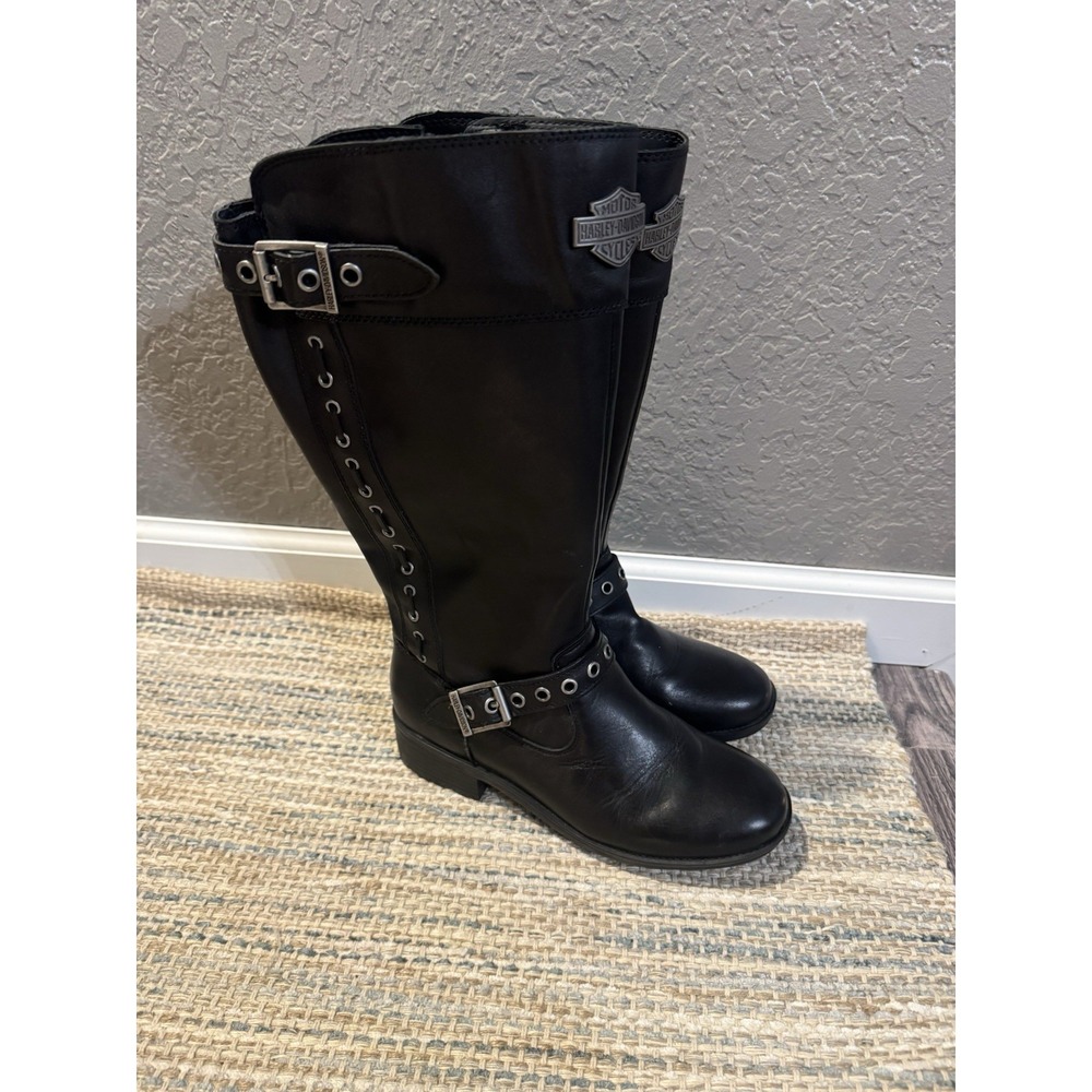 Harley Davidson Annandale Mid Rise Black Boots Size 8